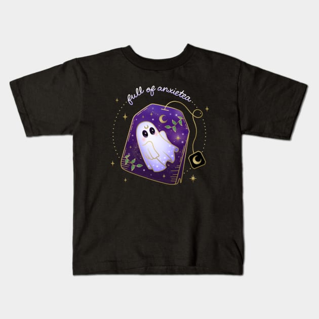 Full of AnxieTea Ghost in Teabag Kids T-Shirt by moonstruck crystals